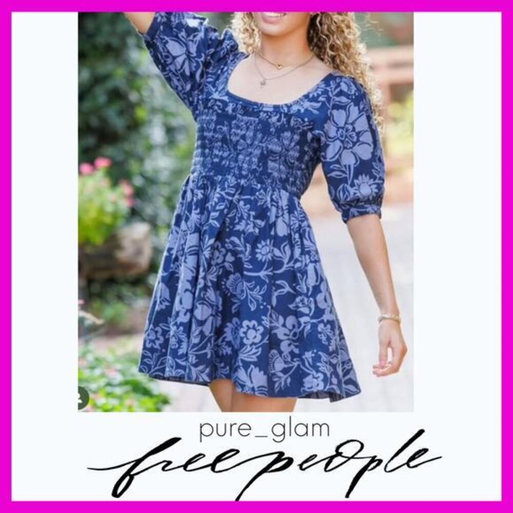 Free People mini dress in floral blue